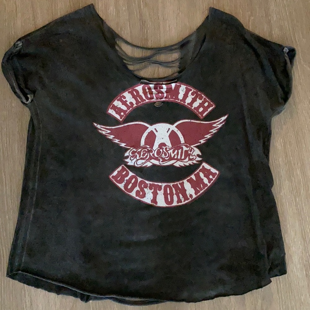 Trunk Aerosmith Distressed Rocker Cut Out T Shirt